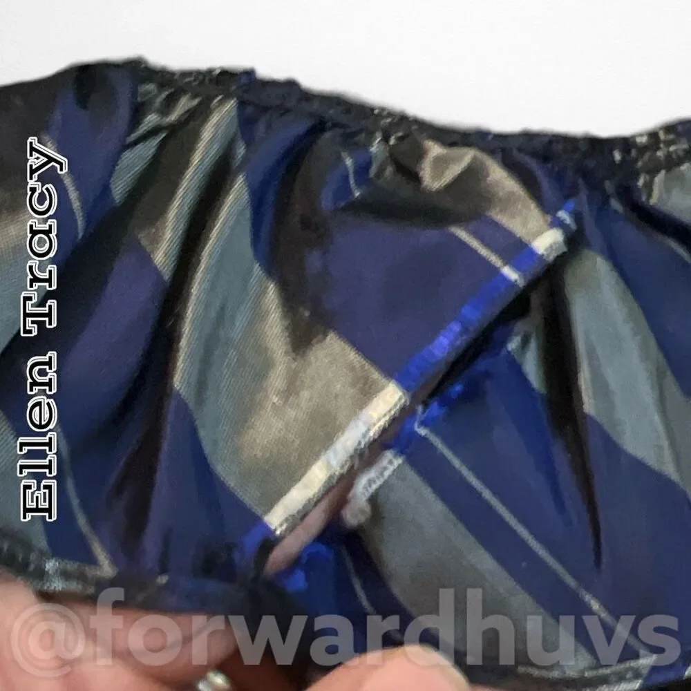 Vintage Ellen Tracy Blue Plaid Silk Taffeta Wrap Skirt Size 13